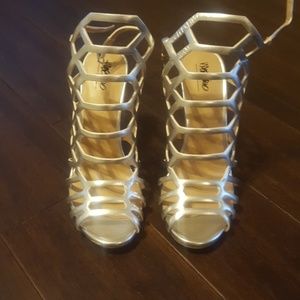 Silver scrappy heels